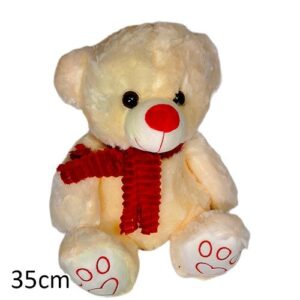 Urso de peluche de 35cm com cachecol vermelho
