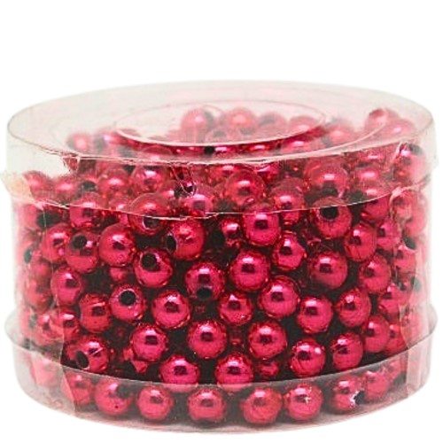 Pérola com Furo 8mm Vermelho Metalizado