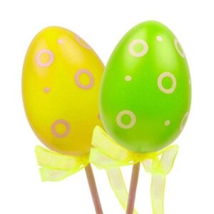 Picks decorativos de ovos de Páscoa em amarelo e verde, pack de 2