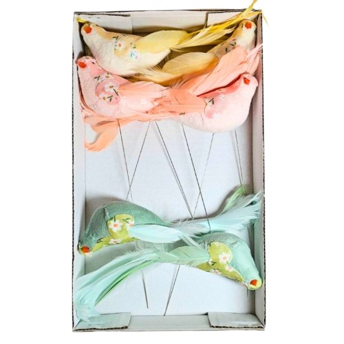 Pack de 6 picks decorativos em forma de pássaro para arranjos