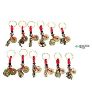 Porta-Chaves Feng Shui com 5 Moedas