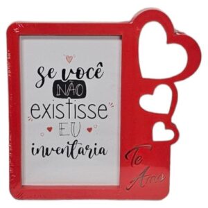Porta-fotos em plástico 10x15cm com design de corações