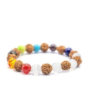 Pulseira Rudraksha com Pedras Semipreciosas para 7 Chakras