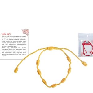 Pulseira da Sorte 7 Nós Amarelo, amuleto de proteção