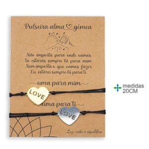 Pulseira Alma Gémea com coração 'Love', pack de 2
