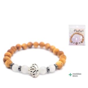 Pulseira de Madeira e Selenita 8mm com design elegante