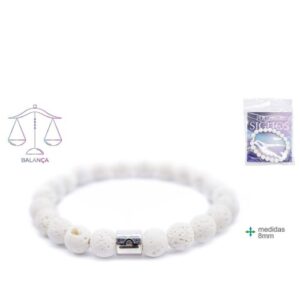 Pulseira do Signo Balança 8mm em contas brancas