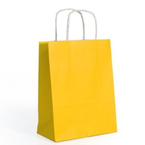 Saco de Papel Amarelo com Asas Torcidas 18x8x24cm