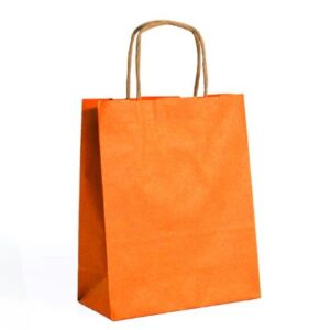 Saco de papel laranja com asas torcidas 18x8x24cm