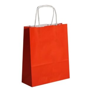 Saco de papel vermelho com asas torcidas 18x8x24cm
