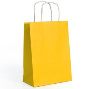 Saco de Papel Colorido Amarelo com Asas Torcidas 24x12x31cm