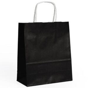 Saco de papel preto com asas torcidas 32x12x41cm