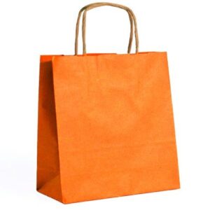 Saco de papel laranja com asas torcidas 46x16x49cm