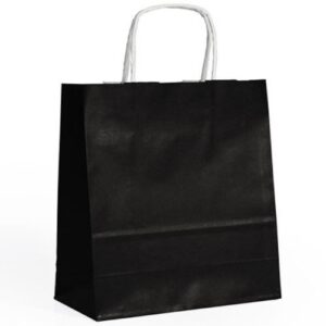 Saco de papel preto com asas torcidas 46x16x49cm