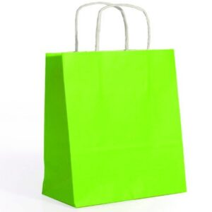 Saco de papel verde claro com asas torcidas, 46x16x49cm