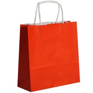 Saco de papel vermelho com asas torcidas, 46x16x49cm