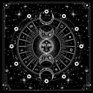 Toalha de Tarot 75x75cm com design Sol e Lua