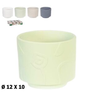 Vaso de cerâmica com relevo 12x12x10cm