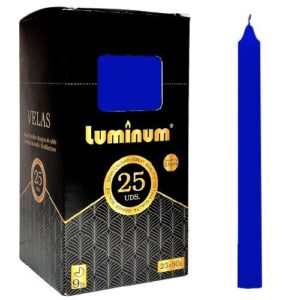 Pack de 25 velas cónicas azuis de 20cm