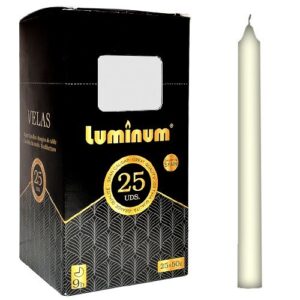 Pack de 25 velas cónicas brancas de 20cm