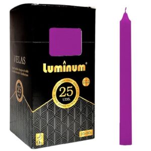 Pack de 25 velas cónicas lilás de 20cm