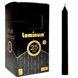 Pack de 25 velas cónicas pretas de 20cm