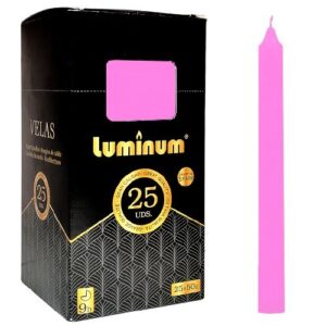 Pack de 25 velas cónicas rosa de 20cm