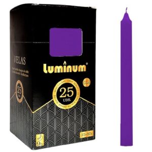 Pack de 25 velas cónicas roxas de 20cm
