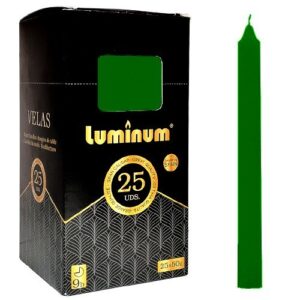 Pack de 25 velas cónicas verdes de 20cm