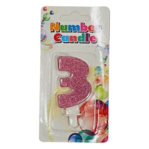 Vela de Aniversário com Formato Número 3 em Blister