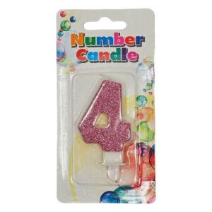 Vela de Aniversário com Formato de Número 4 em Blister