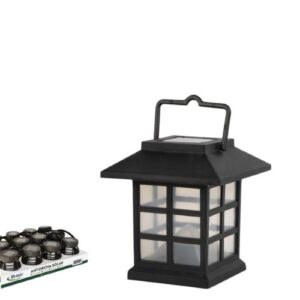 Lanterna Solar LED em Plástico Preta 8,5x8,5x9,5cm