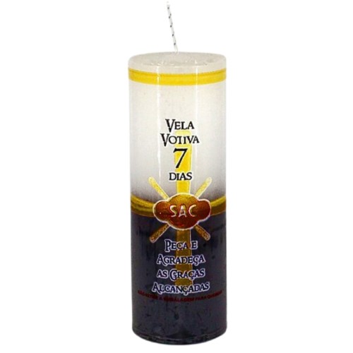 Vela Votiva 7 Dias Branco e Preto