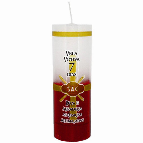 Vela Votiva 7 Dias Branco e Vermelho