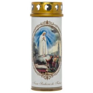 Círio Vela 40L com imagem de Nossa Senhora de Fátima