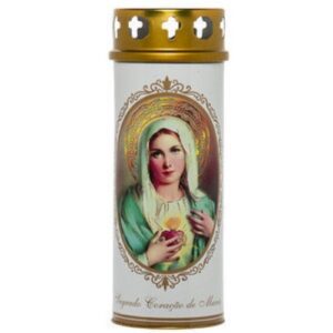Círio Vela 40L com imagem do Sagrado Coração de Maria