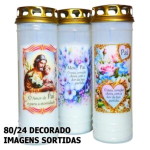 Círio Vela 80/24 decorado com homenagem ao Pai