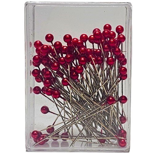 Alfinete com Pérola Vermelha 5mm para decoração e costura