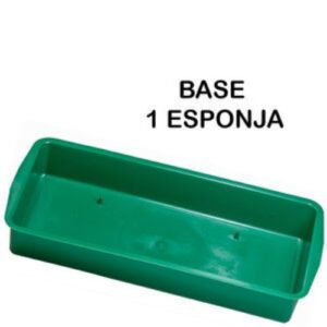 Base retangular em plástico verde para esponja floral
