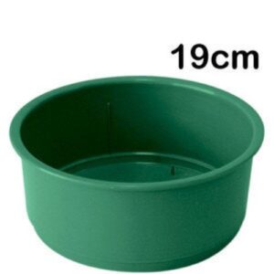 Base Taça Redonda em plástico verde para esponja floral de 19cm