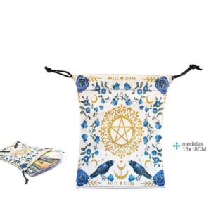 Bolsa em tecido para baralho de tarot com pentagrama 13x18cm