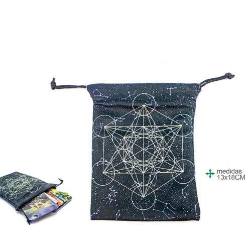 Bolsa em Tecido para Baralho Tarot com design Metatron