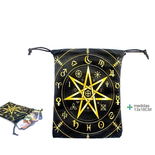 Bolsa em Tecido para Baralho Tarot 13x18cm com Estrela das Fadas