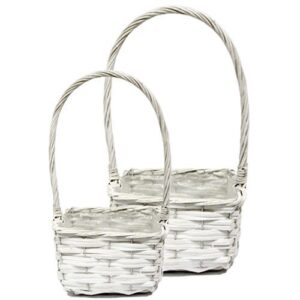 Cesto quadrado branco com asa, pack de 2