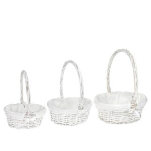 Conjunto de 3 cestos ovais brancos com asa
