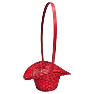 Cesto pequeno redondo vermelho com asa e aba
