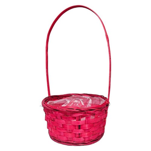 Cesto grande redondo vermelho com asa
