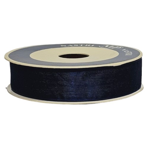 Rolo de Fita de Organza 25mm x 50m em Azul Escuro