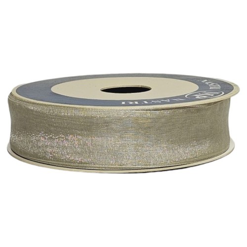 Rolo de fita de organza prateado 25mm x 50m