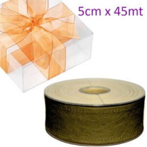 Rolo de cinta decorativa dourada de 50mm por 45m